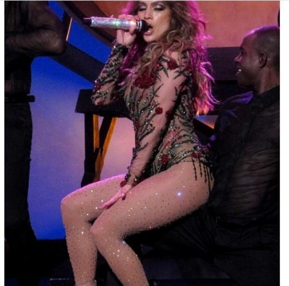 Coffee Fishnet Pantyhose full of rhinestones - Picture 3 of 14